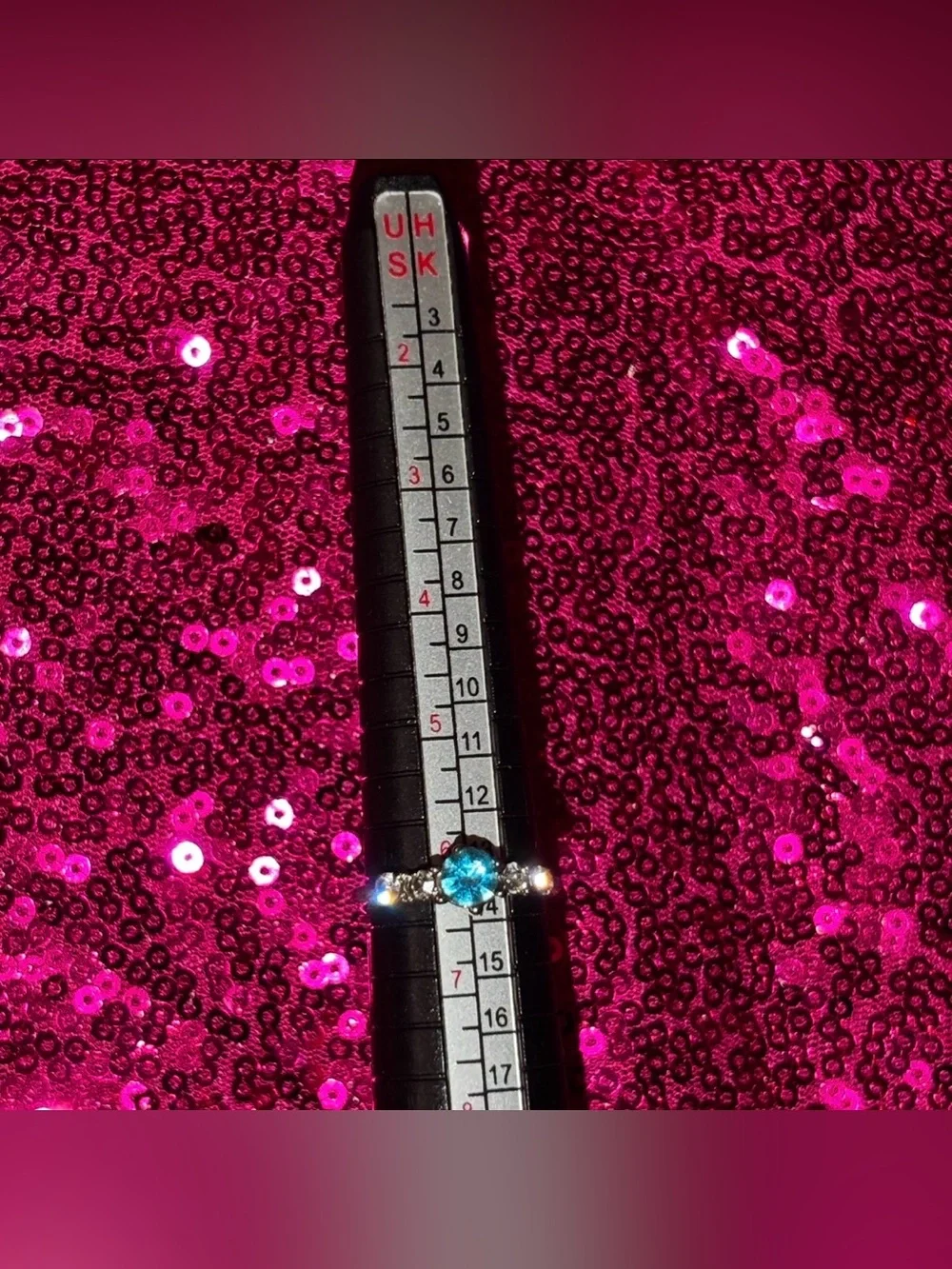 Aquamarine Birthstone Womens Ring Size 6 Sky Blue Sparkle Princess Cut Y2K gift